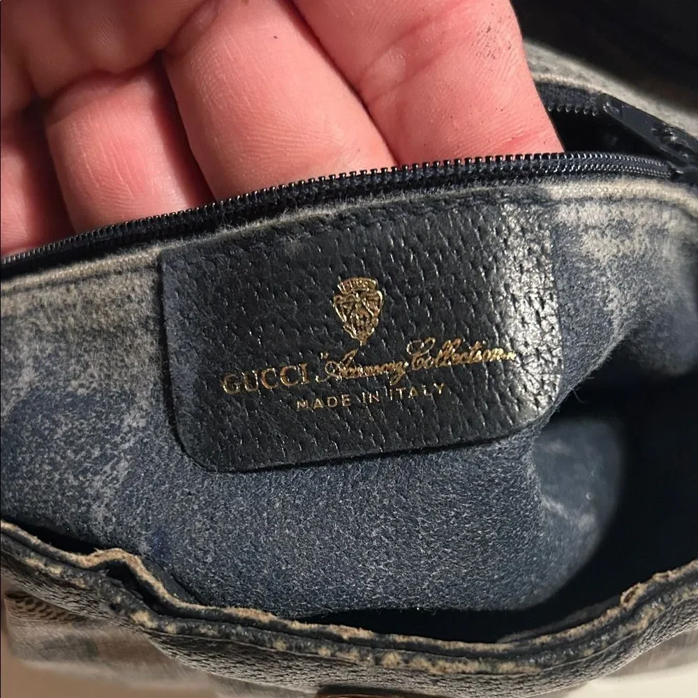 Vintage Gucci Black and Tan Patterned Shoulder Bag - Picture 6 of 6